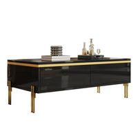 COUCHTISCH aus Spanplatte 100x50x36 cm Schwarz mit 2 Schubladen und Metallbeinen - Schwarz, Holzwerkstoff (100/50/36cm) - IVMEU