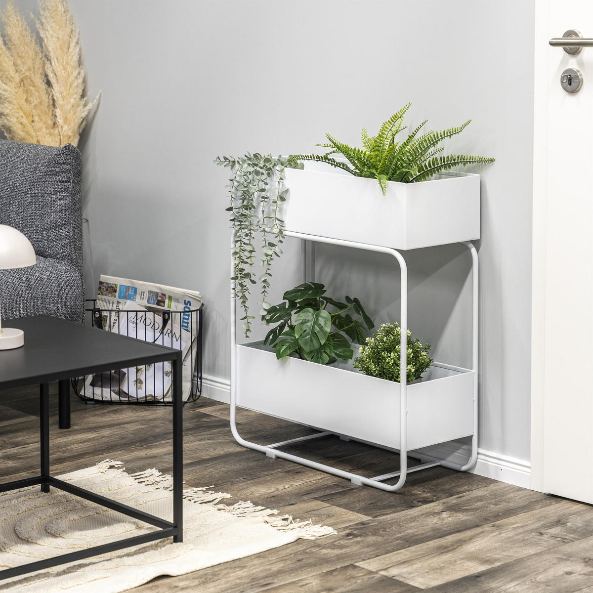 PFLANZENSTÄNDER, weiß - Weiß, Metall (25/60/71cm) - eluno