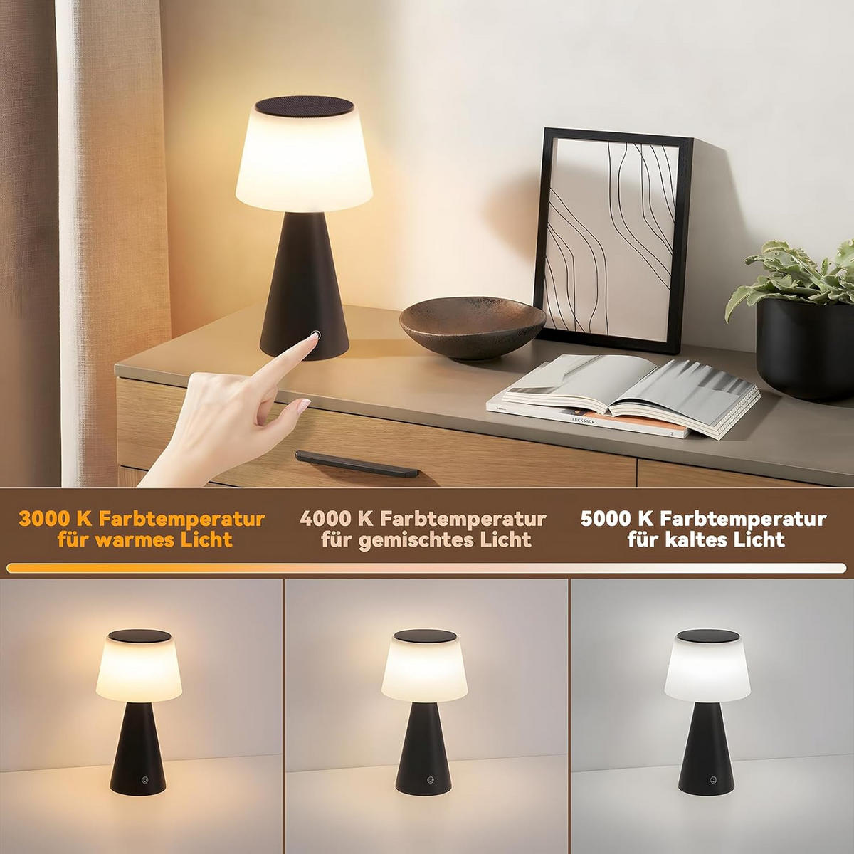 TISCHLEUCHTE Scheiner 13/23.9/13 cm - Schwarz, Metall (13/13/23.9cm) - ZMH