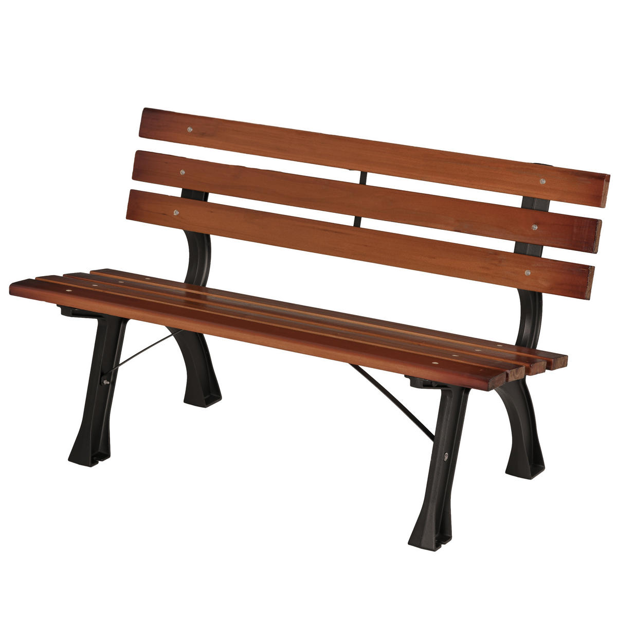 GARTENBANK DE-17766 2 Sitzer mit Holzlatten & Aluminium Schwarz/Holz - Braun, Holz (120/70/57cm) - ComfortXL