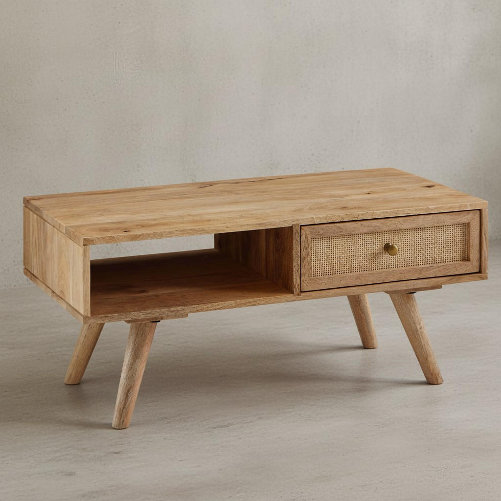 COUCHTISCH Mango-Holz Massiv mit Ablagefläche - Beige/Braun, Holz/Metall (45/90/40cm) - KADIMA DESIGN
