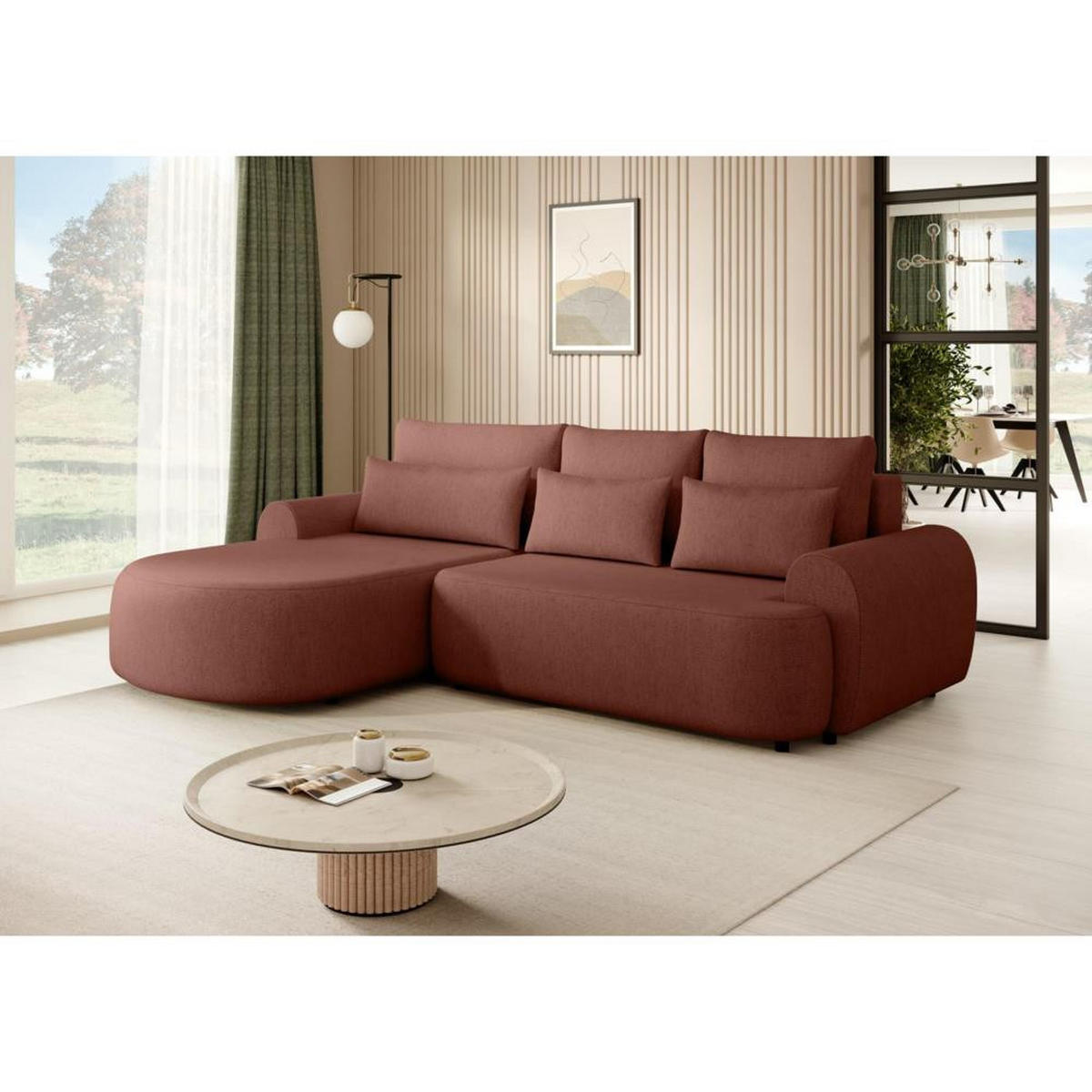 ECKSCHLAFSOFA Olivio L Rot - Rot/Schwarz, Kunststoff/Textil (266/170cm) - Beautysofa