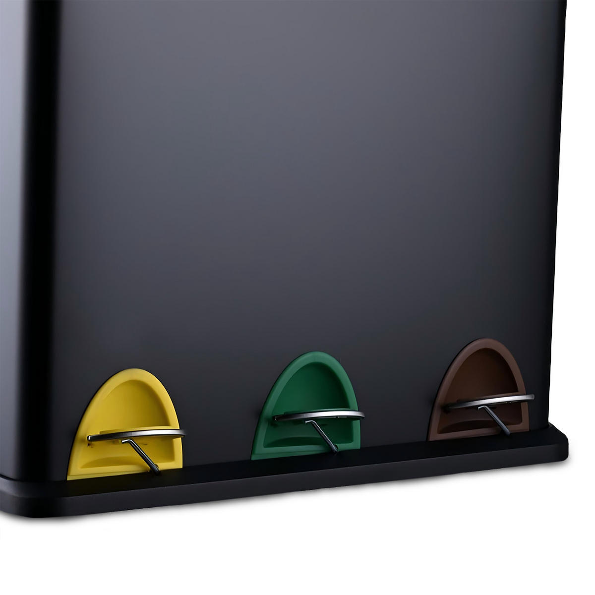 MÜLLEIMER 3x8l - Schwarz, Kunststoff/Metall (46/39.5/26.5cm) - Relaxdays