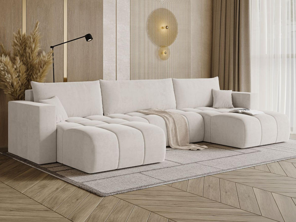 ECKSOFA U Neva Ecru - Ecru, Holz/Textil (370/170cm) - Graingold