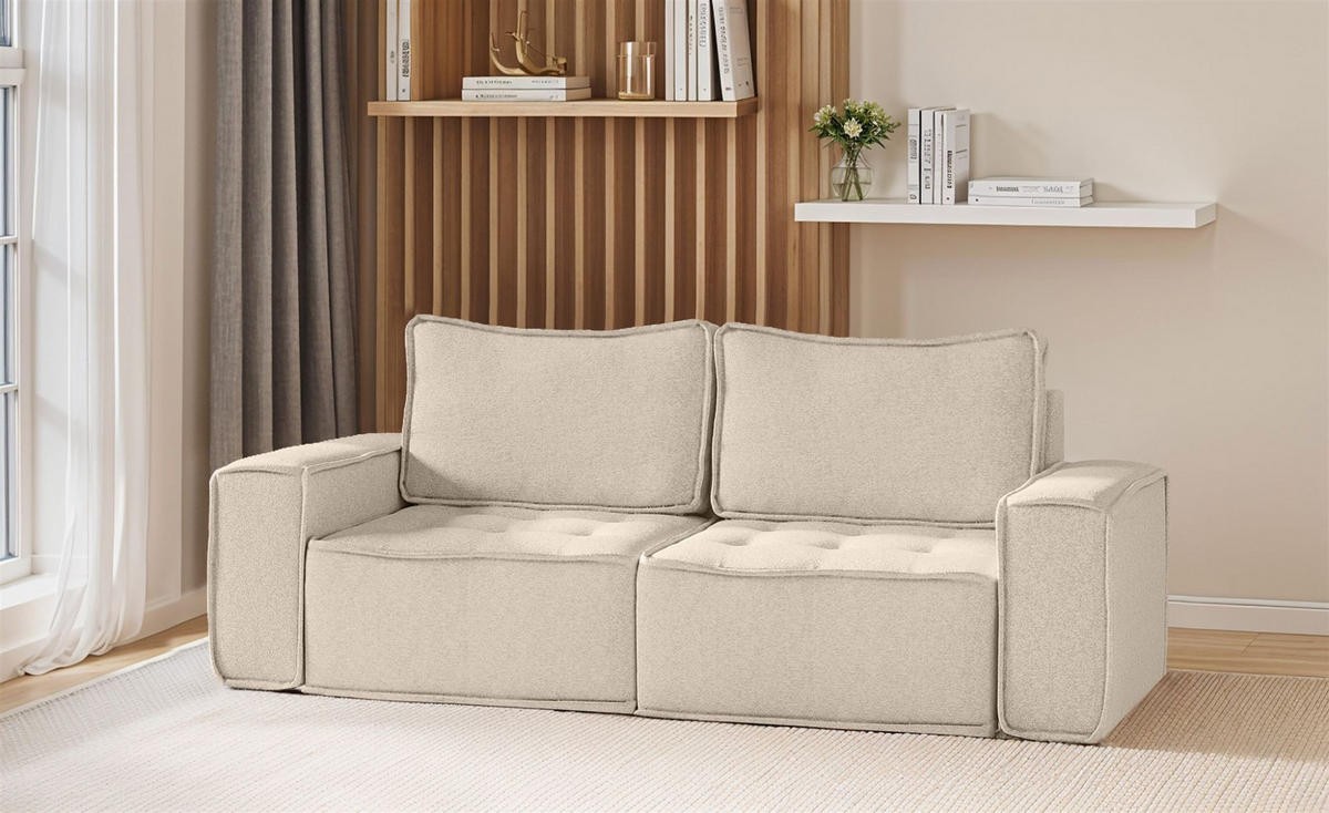 SOFA Sande In Raven - Creme, Holzwerkstoff/Textil (212/85/90cm) - Fun Möbel