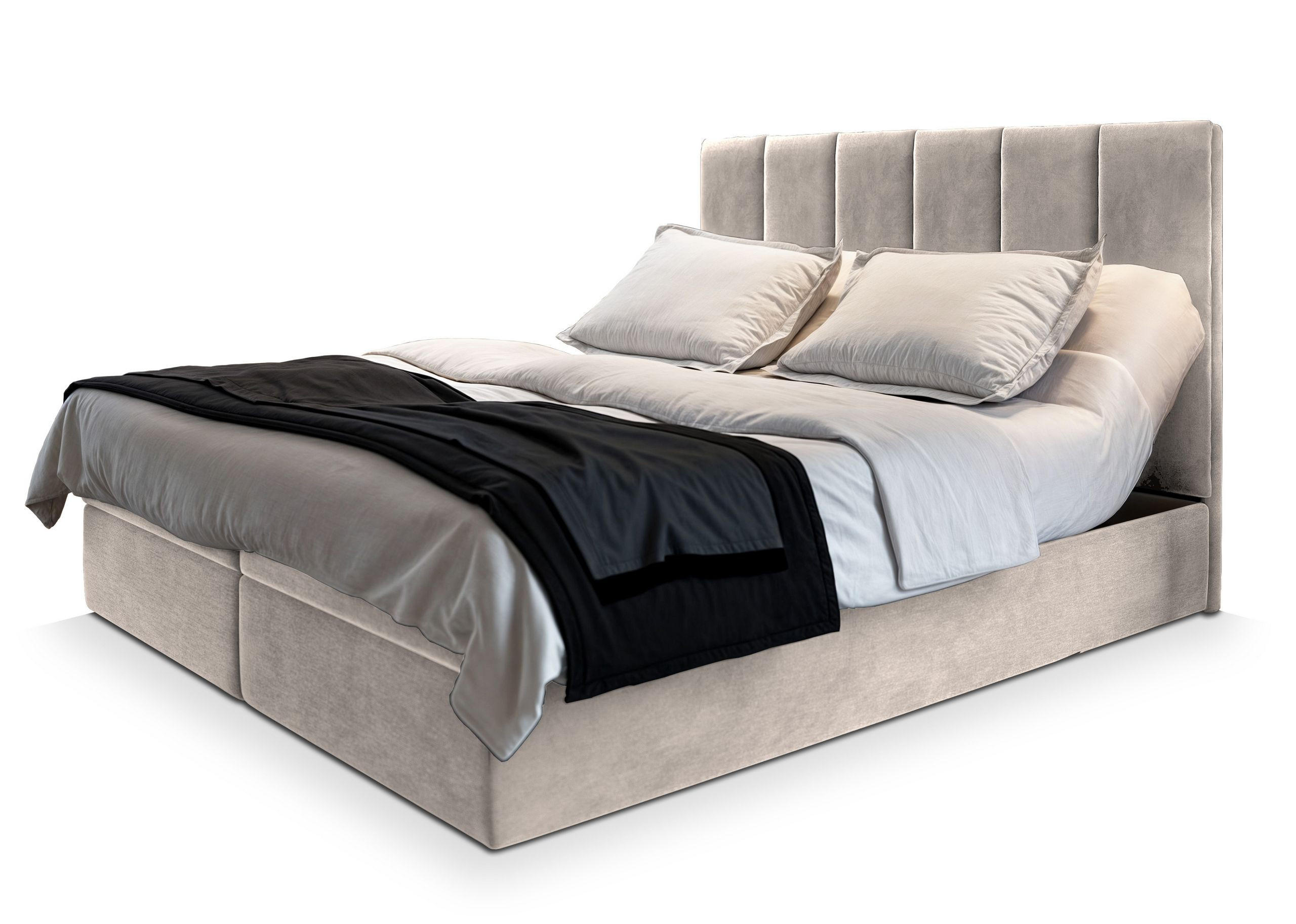 BOXBETT BARINO 160x200 cm mit Matratze und Topper - Beige - Beige, Holz (160/200cm) - MASSENO