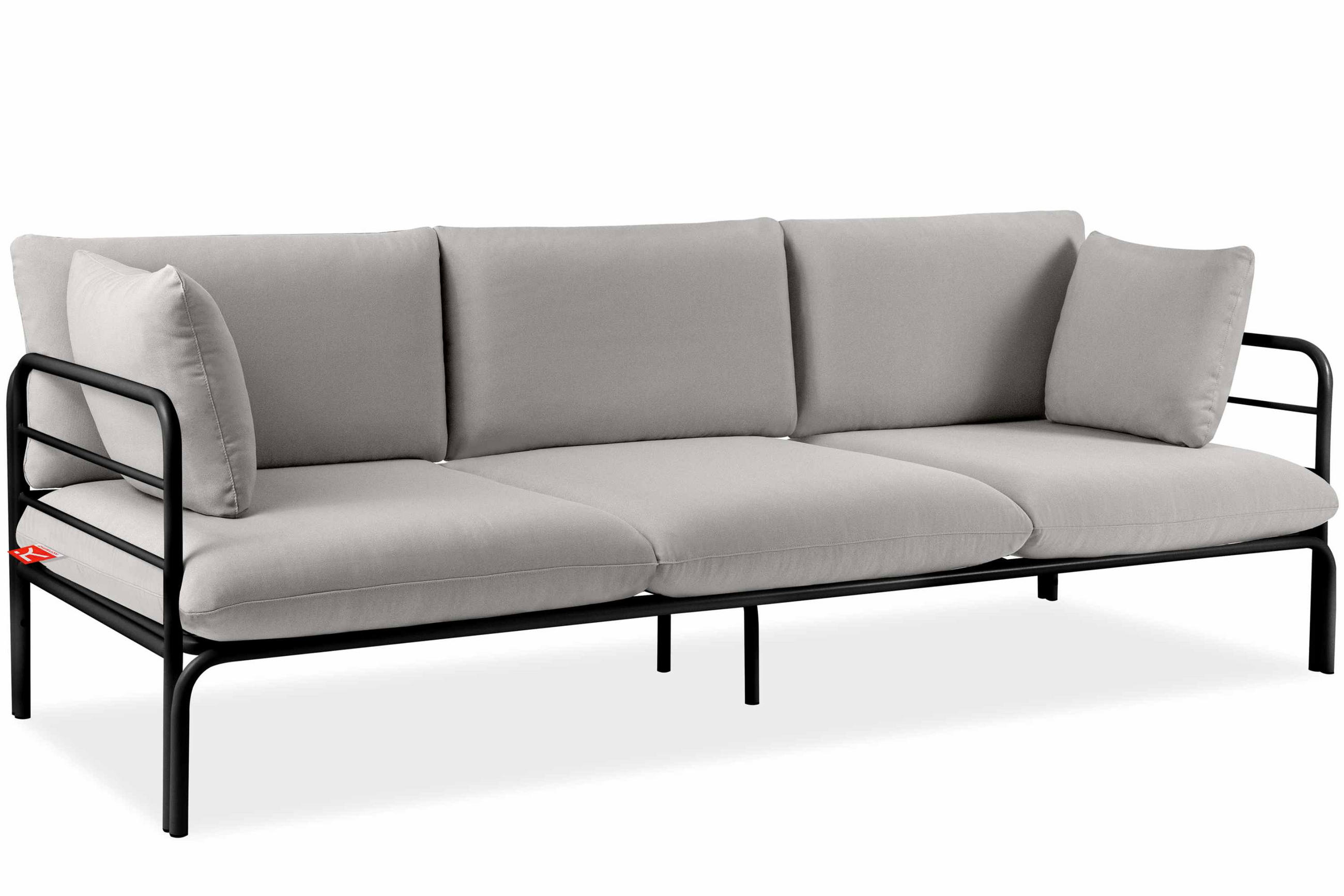 GARTENSOFA RAMBE 3-Personen mit Kissen, Anthrazit/Hellgrau - Dunkelgrau/Hellgrau, Textil/Metall (225/80/80cm) - KONSIMO®