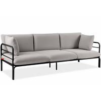 GARTENSOFA RAMBE 3-Personen mit Kissen, Anthrazit/Hellgrau - Dunkelgrau/Hellgrau, Textil/Metall (225/80/80cm) - KONSIMO®