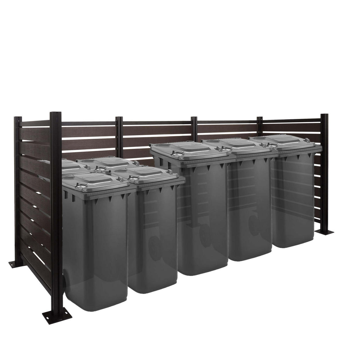 ALU MÜLLTONNEN-ZAUN Anthrazit - Anthrazit, Metall (300/130/110cm) - MCW