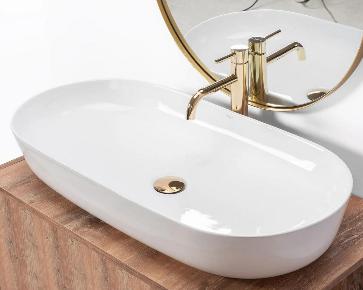 AUFSATZWASCHBECKEN Rea Cleo 81 White Rea - Weiß, Keramik (41/13.5/81cm) - REA
