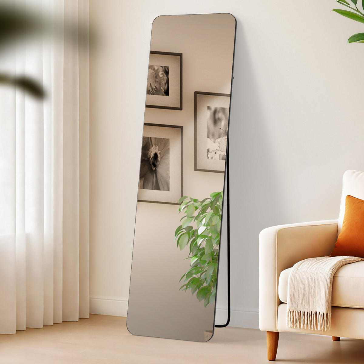 STANDSPIEGEL Murcia Glas Schwarz-matt Ganzkörperspiegel - Schwarz, Glas (40/140/3cm) - DELUKE