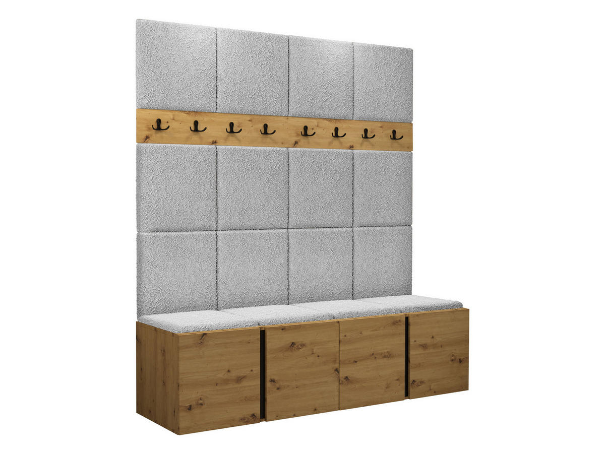 GARDEROBEN-SET Orion V - Hellgrau/Eiche Artisan, Holzwerkstoff/Kunststoff (168/186/46cm) - MIRJAN24