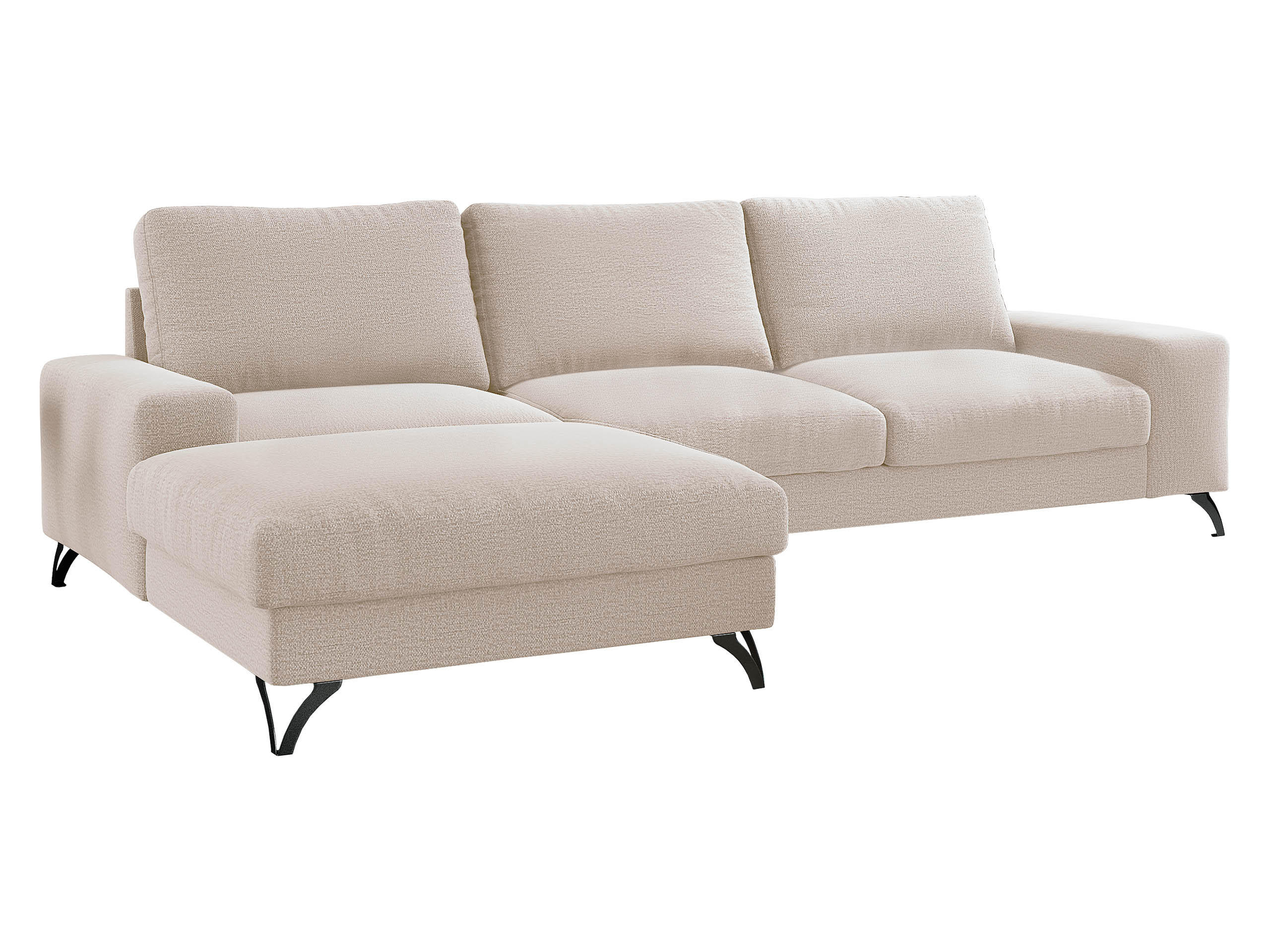 ECKSOFA Flavio, Seite: Links - L1F+L2F+R4 - Schwarz/Naturfarben, Holz/Textil (300/179cm) - MIRJAN24