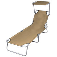 SONNENLIEGE Klappbar mit Sonnenschutz Stahl Taupe - Taupe, Metall (58/27/189cm) - furnicato