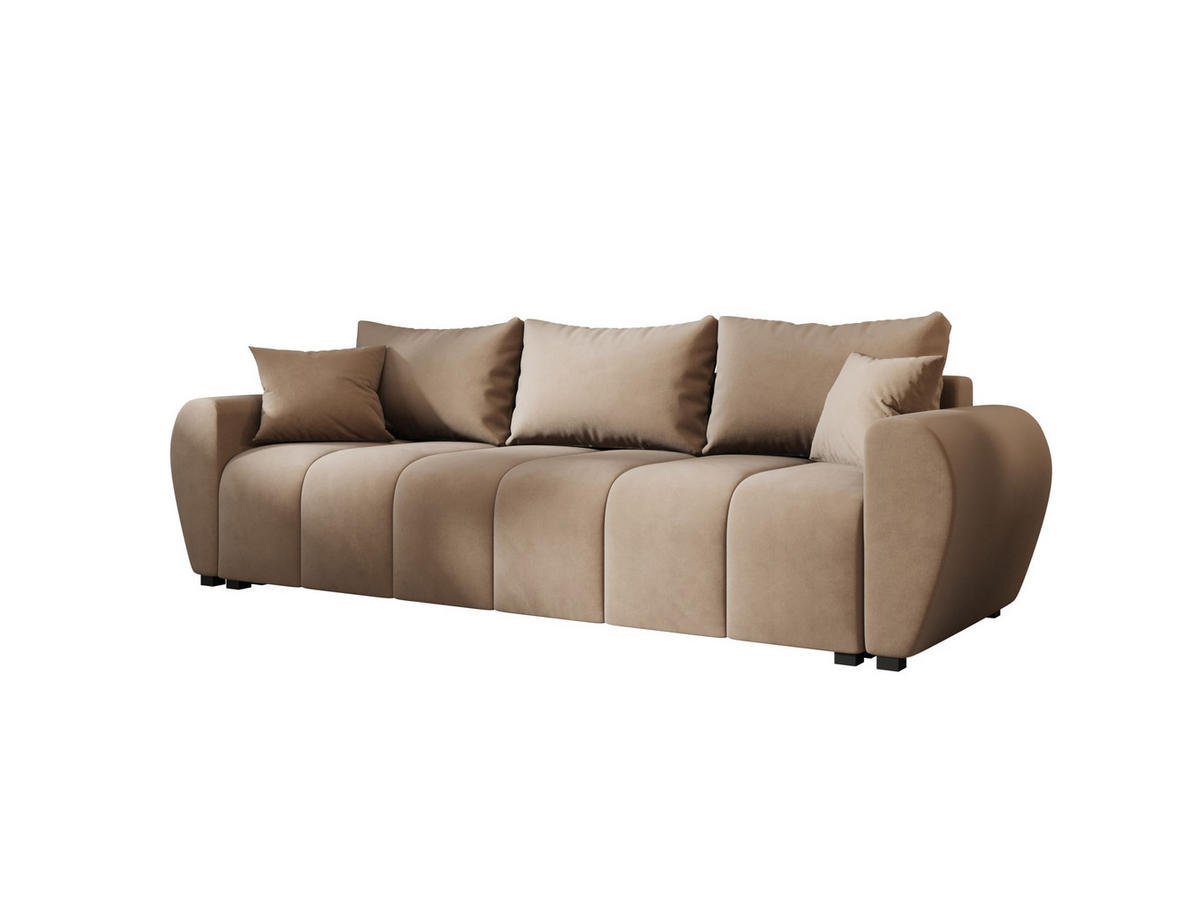 SOFA MOLISA mit Schlaffunktion ITAKA 48 mit Stauraum - Hellbraun, Textil (86/82/246cm) - Bedante