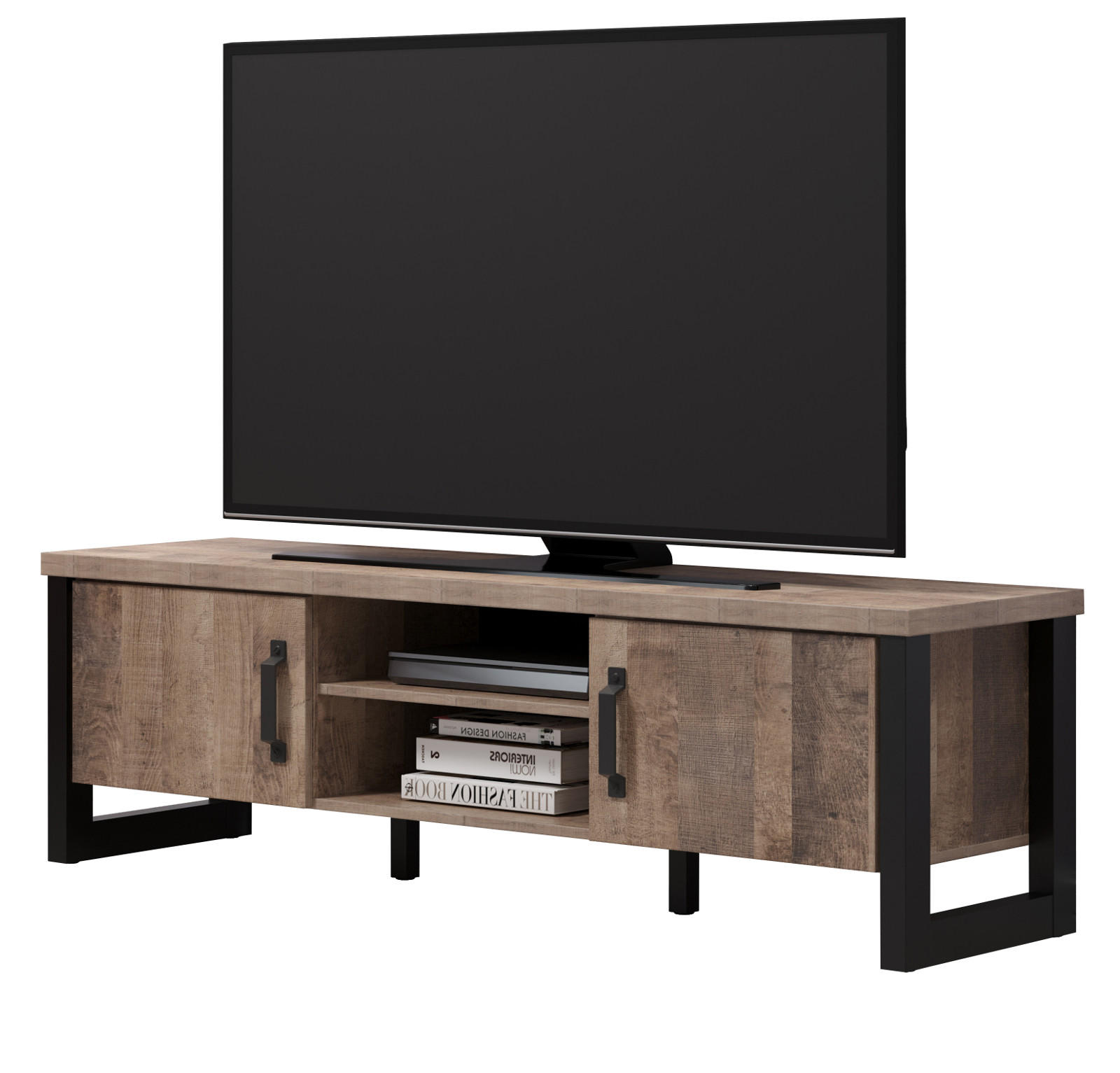 Top.Furn Tv-Lowboard Eiche, Schwarz 166x50x45 cm