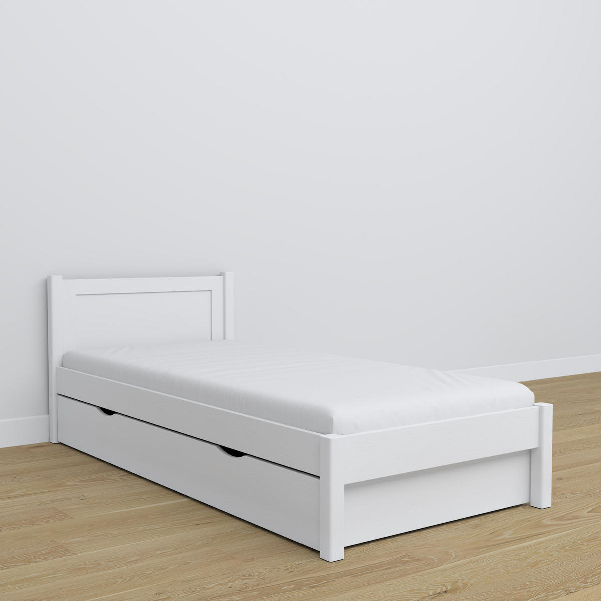 BETT mit Schublade N02 Weiß 80/200 - Weiß, Naturmaterialien/Holz (80/200cm) - N-Wood