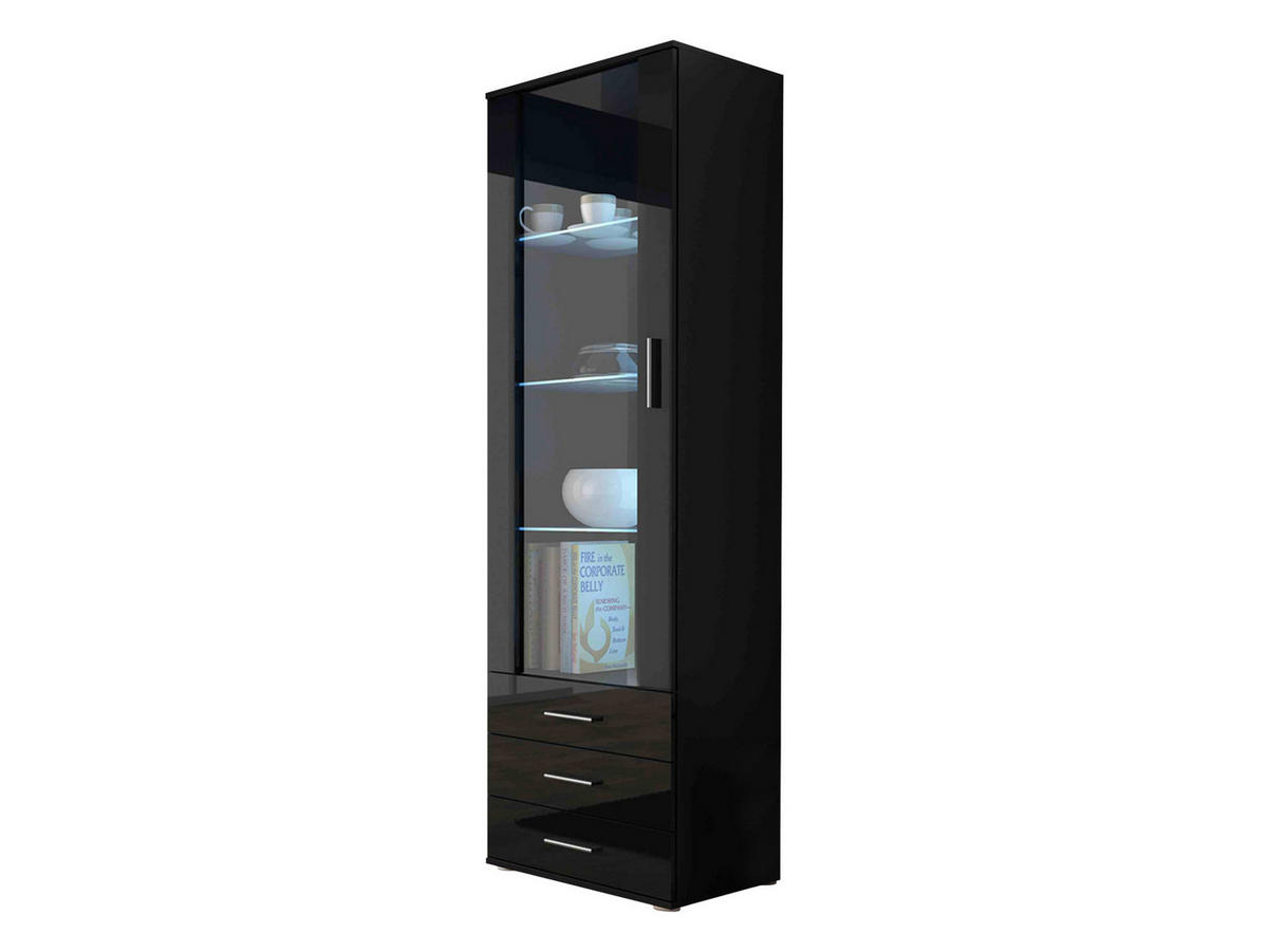 VITRINE Soho S01 - Silberfarben/Schwarz, Holzwerkstoff/Kunststoff (60/192/41cm) - MIRJAN24