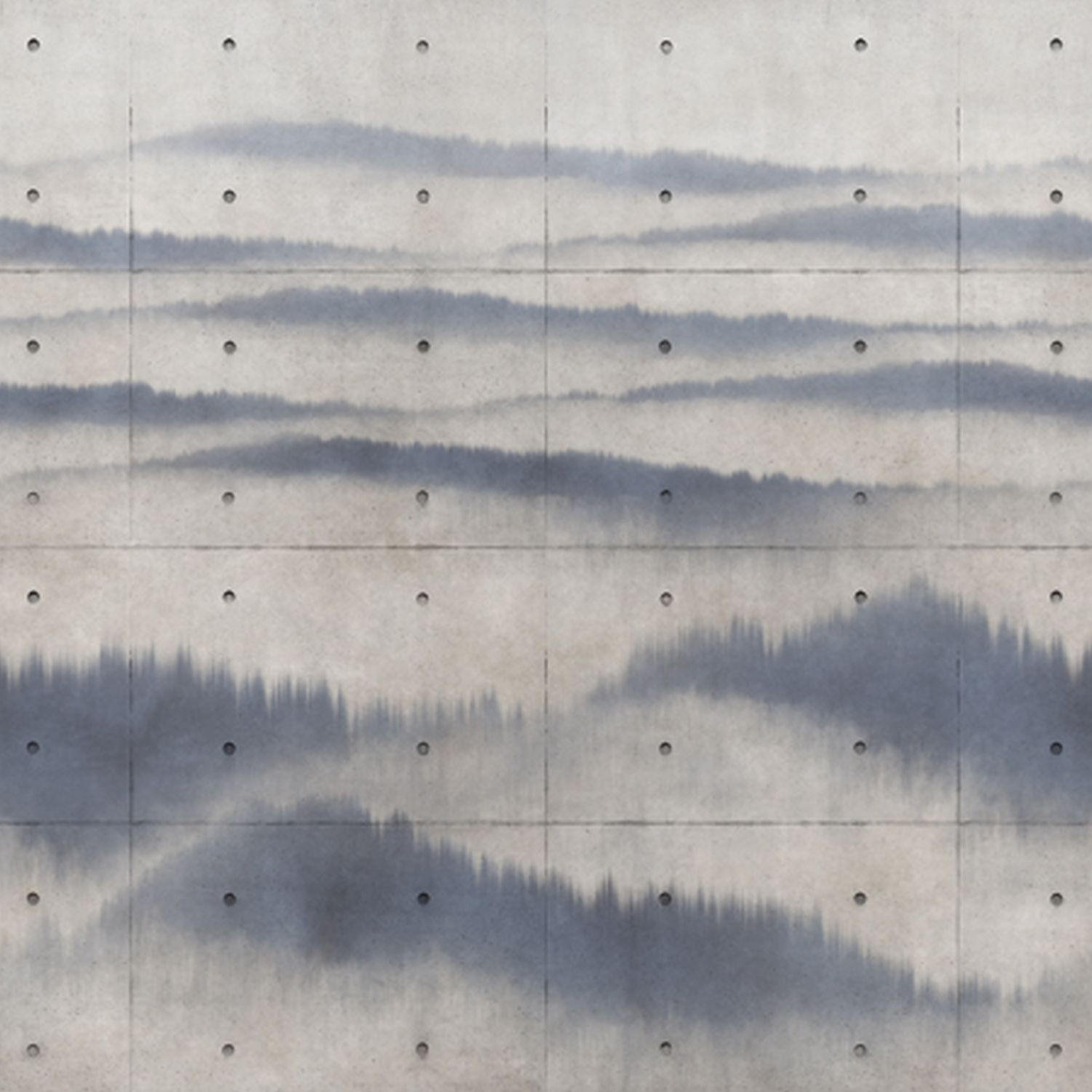 FOTOTAPETE neblige Bergen 424 x 280 cm - Blau, Papier (424/280cm) - Sanders & Sanders