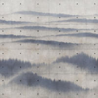 FOTOTAPETE neblige Bergen 424 x 280 cm - Blau, Papier (424/280cm) - Sanders & Sanders