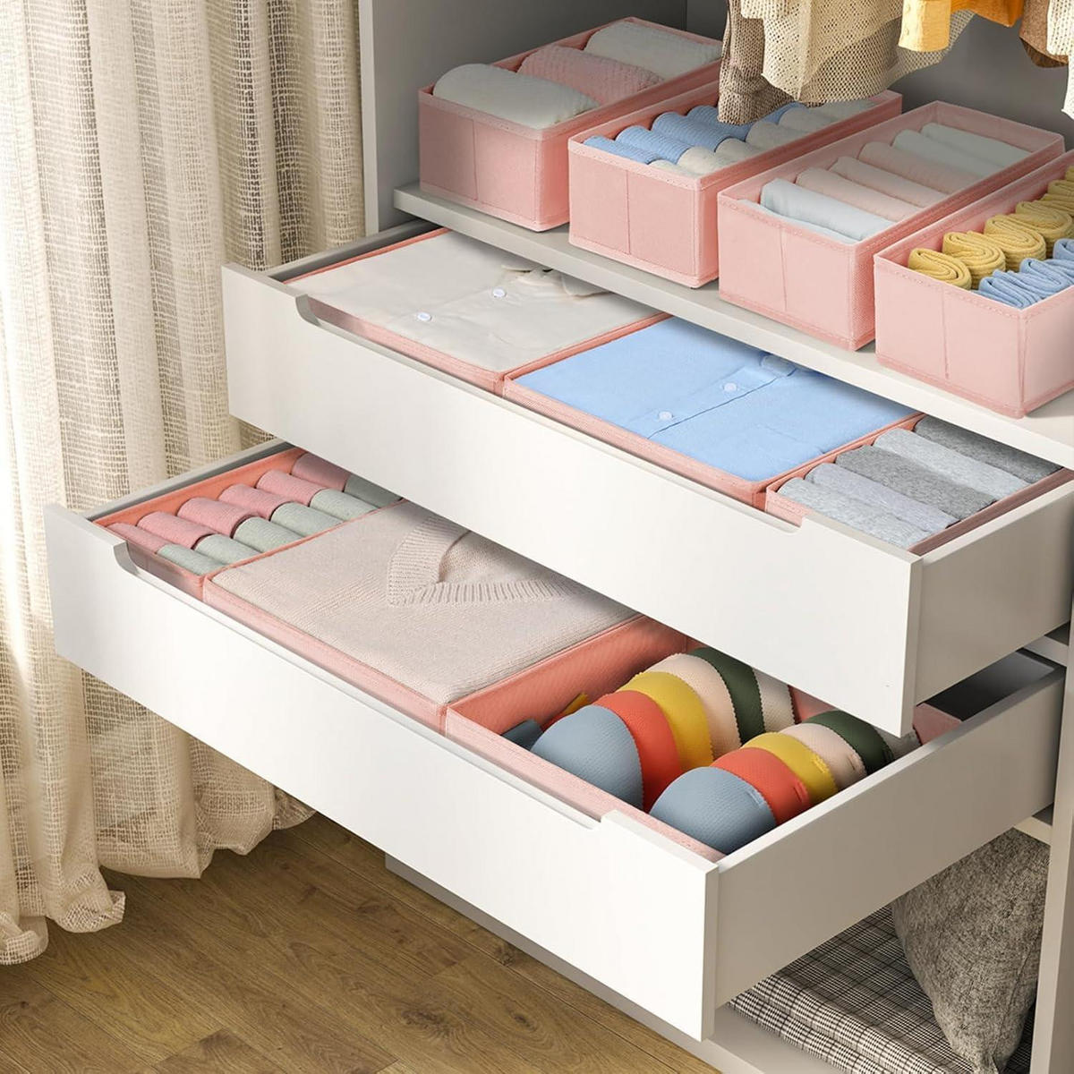 SCHUBLADEN Organizer 12-teiliges Set Rosa - Rosa, Textil (15/9/30cm)