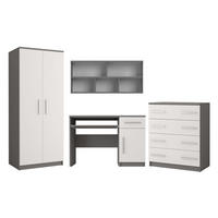 JUGENDZIMMER-SET OLMO 4-teilig Weiß/Grau - Weiß/Grau, Holzwerkstoff (270/192/50cm) - Deine Möbel 24