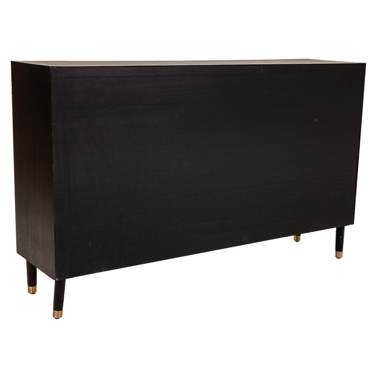 SIDEBOARD aus Holz und Bambusgeflecht 153x38x92 cm - Schwarz, Holz (152.5/91.5/38cm) - Wanderlust