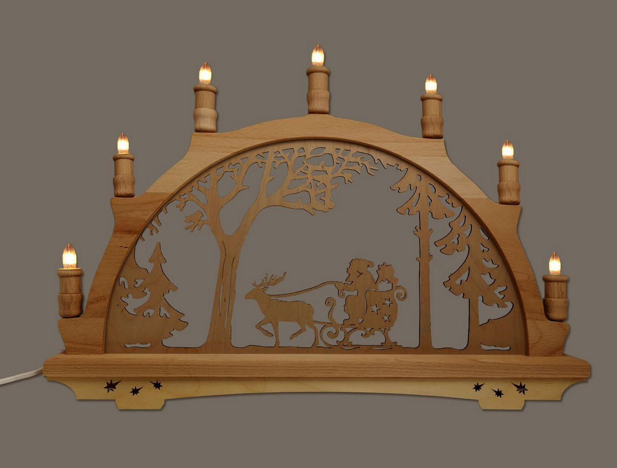 SCHWIBBOGEN Weihnachtsmann 7-flammig - Multicolor, Holz (0.1/1/0.1cm) - Dekoteam24