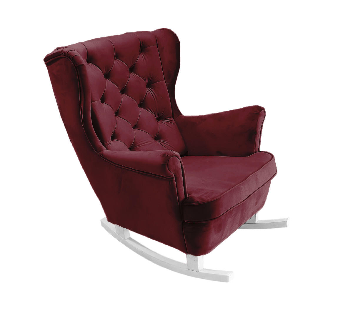 SCHAUKELSESSEL mit gepolstertem Sitz und Armlehnen, 102x81x95 cm, Burgunderrot_29835 - Bordeaux/Weiß, Holz/Textil (81/102/95cm) - DomoHome