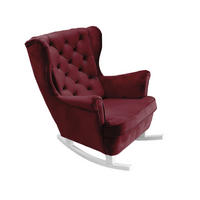 SCHAUKELSESSEL mit gepolstertem Sitz und Armlehnen, 102x81x95 cm, Burgunderrot_29835 - Bordeaux/Weiß, Holz/Textil (81/102/95cm) - DomoHome