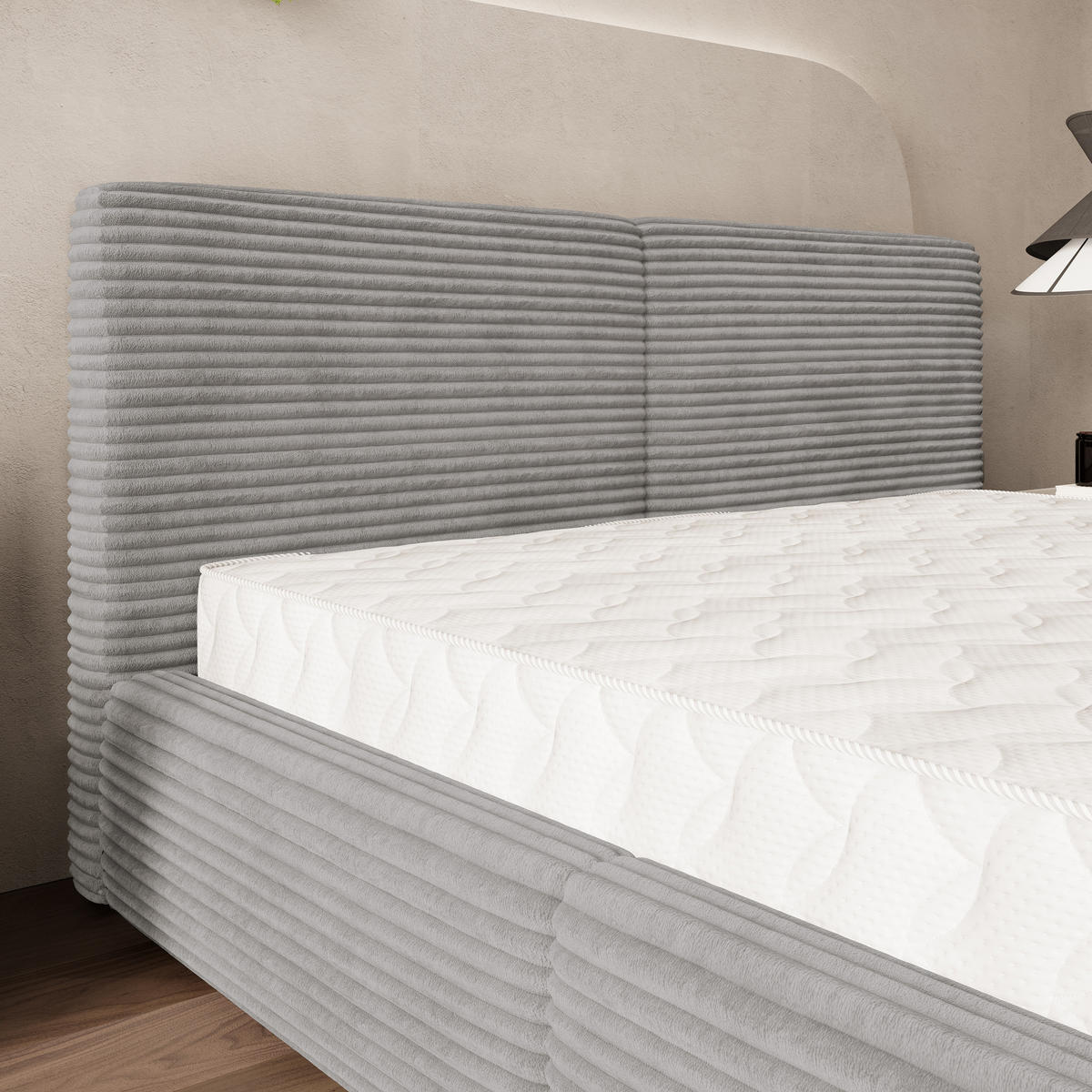 POLSTERBETT FELURO 160x200 cm mit Bettkästen - Hellgrau - Hellgrau, Holz (160/200cm) - MASSENO