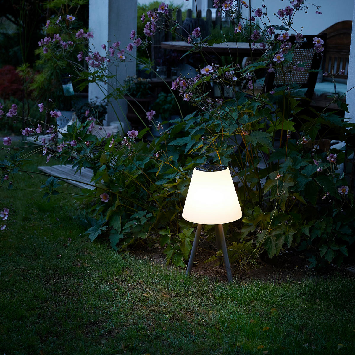 LED Lampe mit Solar Panel und integriertem Akku kabellos 14h Laufzeit USB - Weiß, Kunststoff (24.5/24.5/47cm) - Northpoint