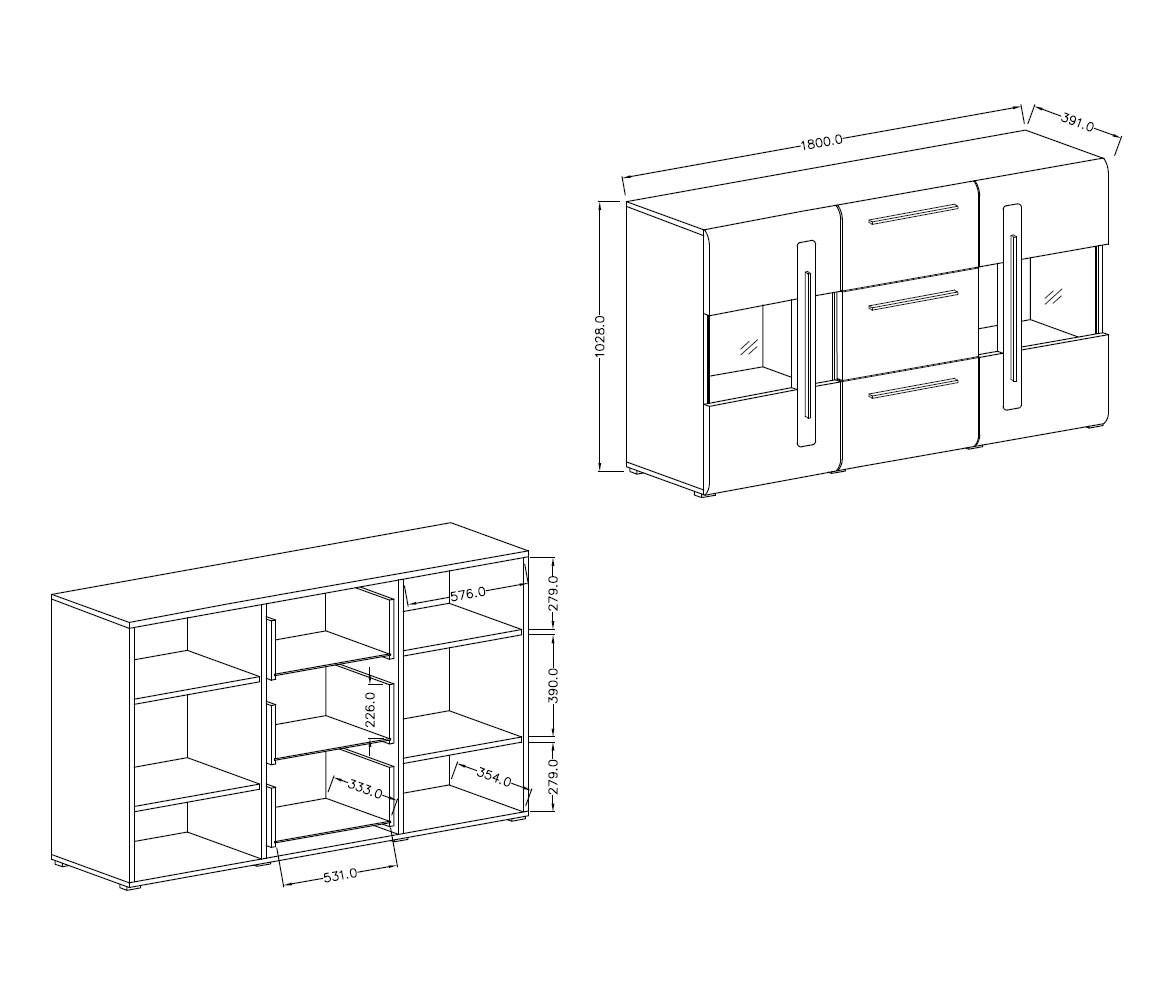 KOMMODE Toro Eiche Grandson 180 / 39 / 103cm - Eichefarben/Braun, Holz/Holzwerkstoff (180/103/39cm) - Feldmann-Wohnen