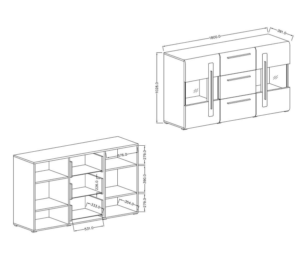 KOMMODE Toro Eiche Grandson 180 / 39 / 103cm - Eichefarben/Braun, Holz/Holzwerkstoff (180/103/39cm) - Feldmann-Wohnen
