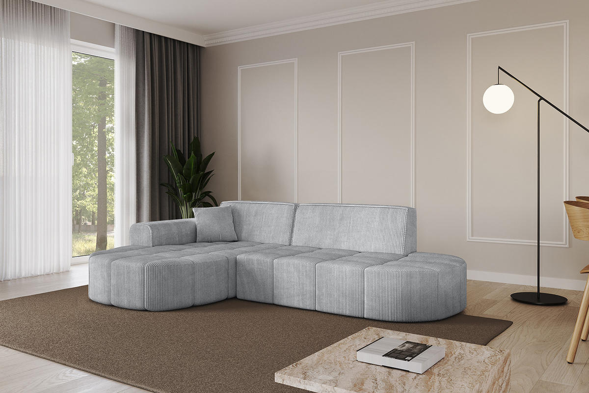 ECKSOFA Ottomane Links LIVO-L1 - 252x173x79,5 cm Grau - Grau, Holzwerkstoff/Textil (252/173cm) - ALTDECOR