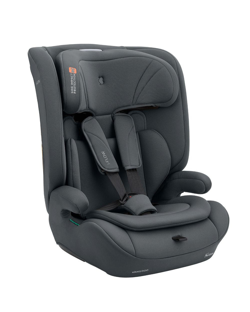 KINDERSITZ i-Flow (76-150cm) grau i-Size, verstellbare Kopfstütze, 5-Punkt-Gurt, Polyester, Seitenschutz - Grau, Kunststoff (29/59/49cm) - Kikka boo