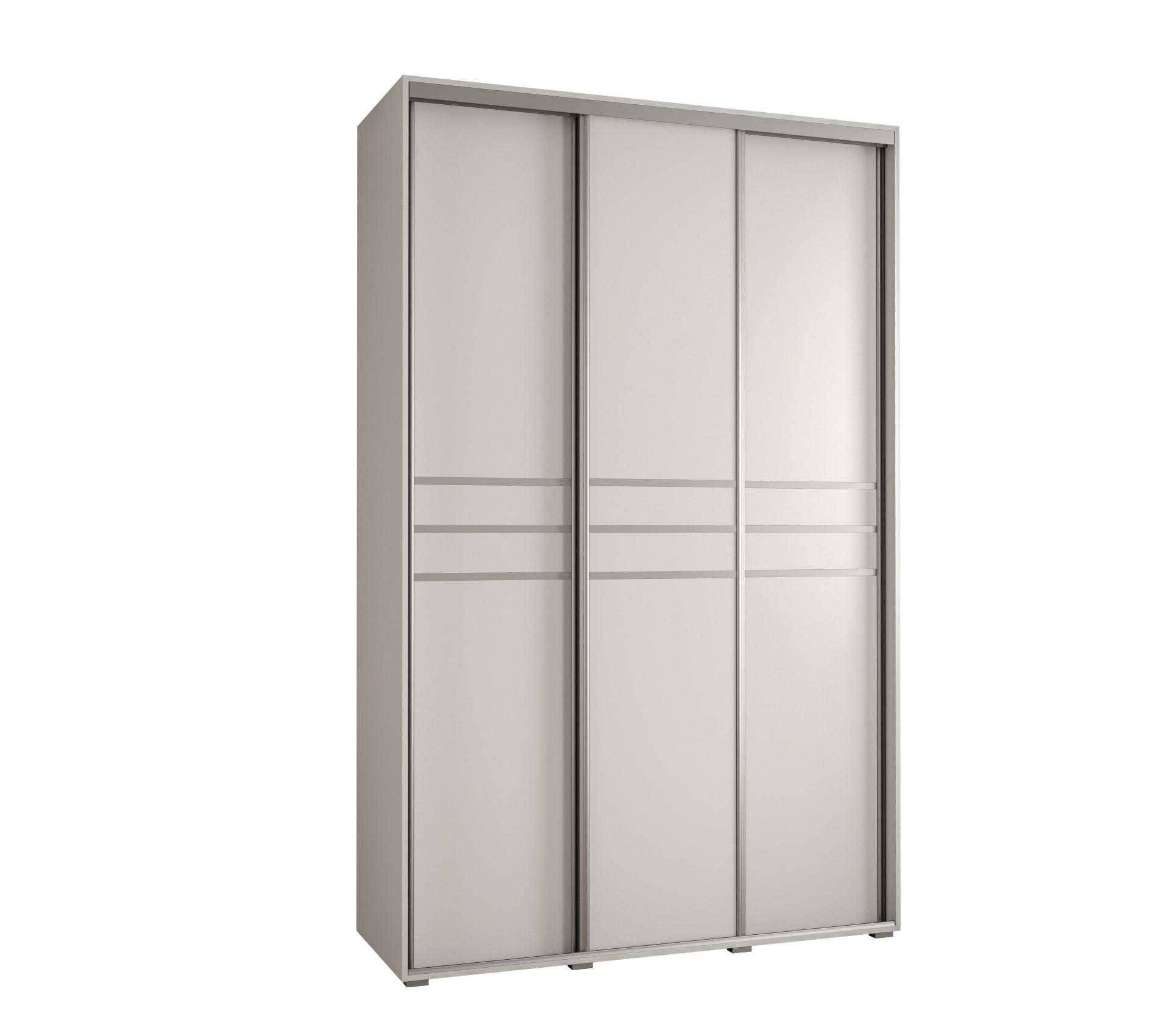 Abiks Möbel Schwebetürenschrank Weiß, Weiß, Silber 150x235x45 cm