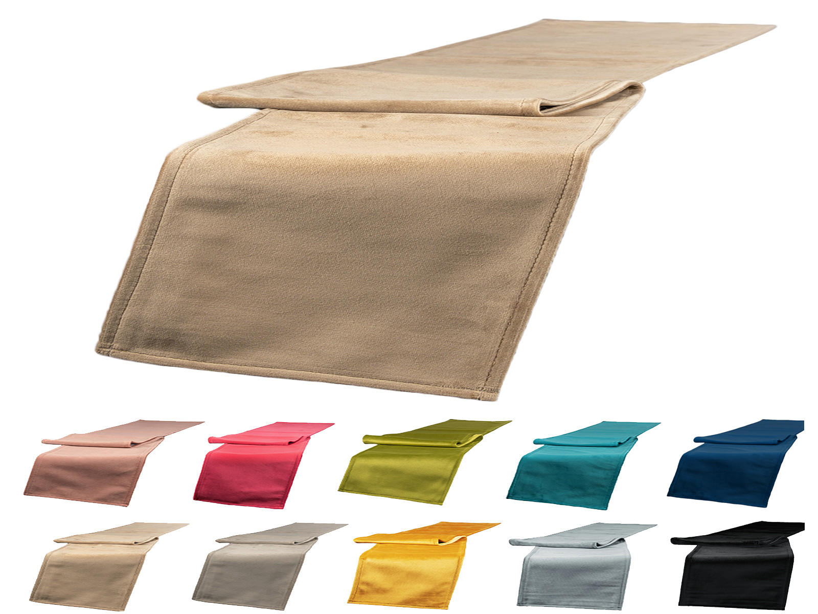 XL-TISCHLÄUFER Samt&Sonders braun-beige 220/40 cm - Beige, Textil (40/220cm) - beties Heimtextil