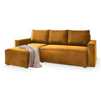 ROHOVÁ SEDAČKA SILES žlutá - šedá/žlutá, dřevo/textil (230/140cm) - MASSENO