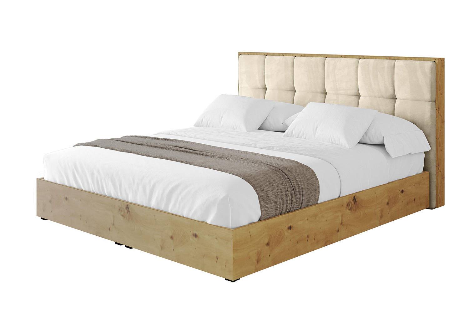 POLSTERBETT mit Bettkasten und Lattenrost, Boxbett ohne Matratze - ENZO7 140x200 Beige - Ecru, Holzwerkstoff/Textil (140/200cm) - ALTDECOR