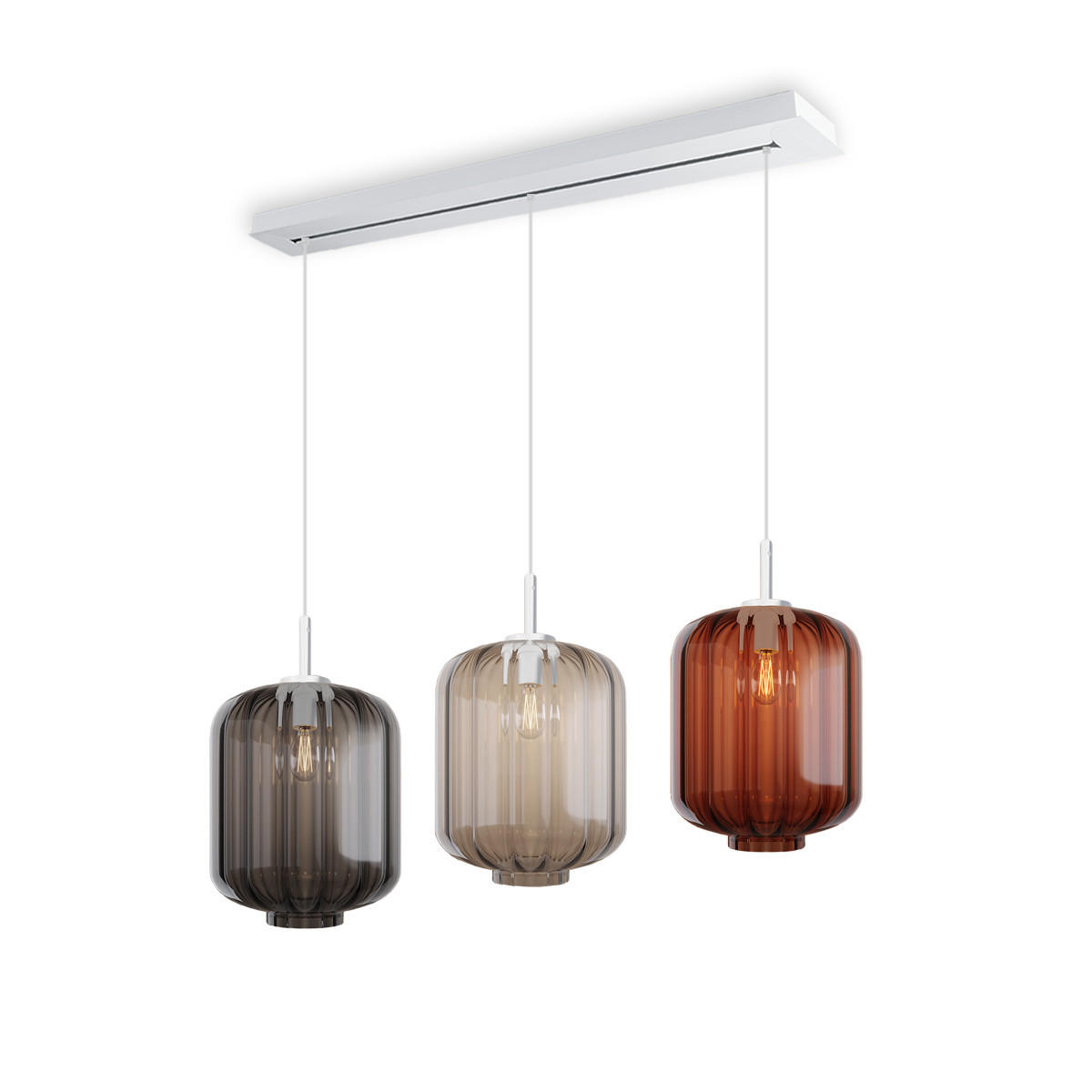 HÄNGELEUCHTE Velo 3-flammig Mehrfarbig Ø 25cm - Multicolor/Weiß, Glas (25/25/27cm) - s.luce