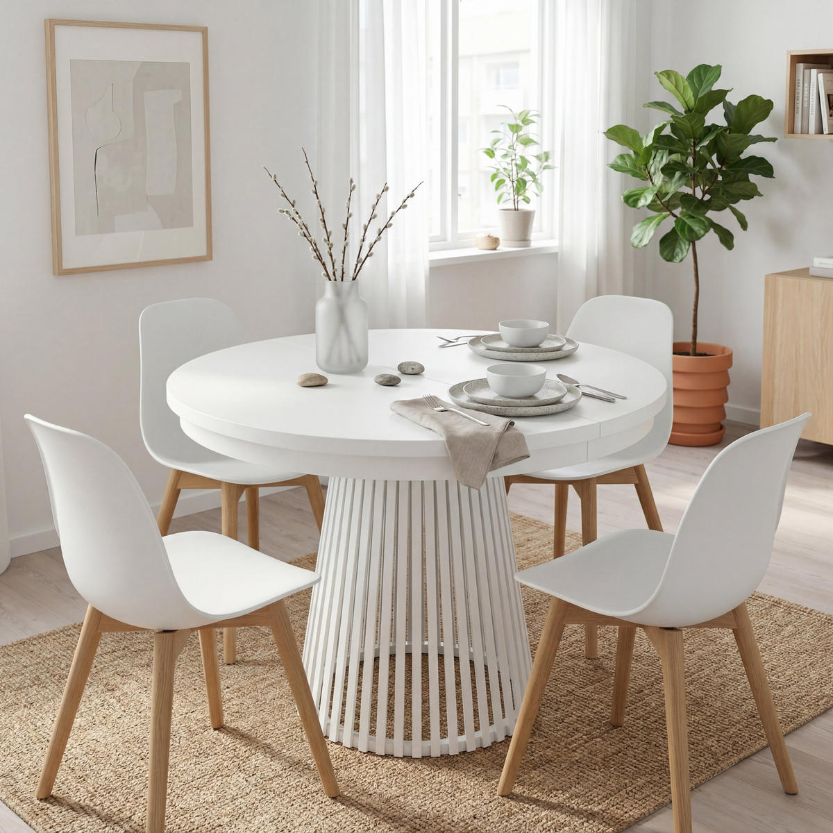 ESSTISCH TRAVIS Ausziehbar 100 - 180 / 100 x 76,6 cm - Weiß, Holz (100/100/76.6cm) - MASSENO