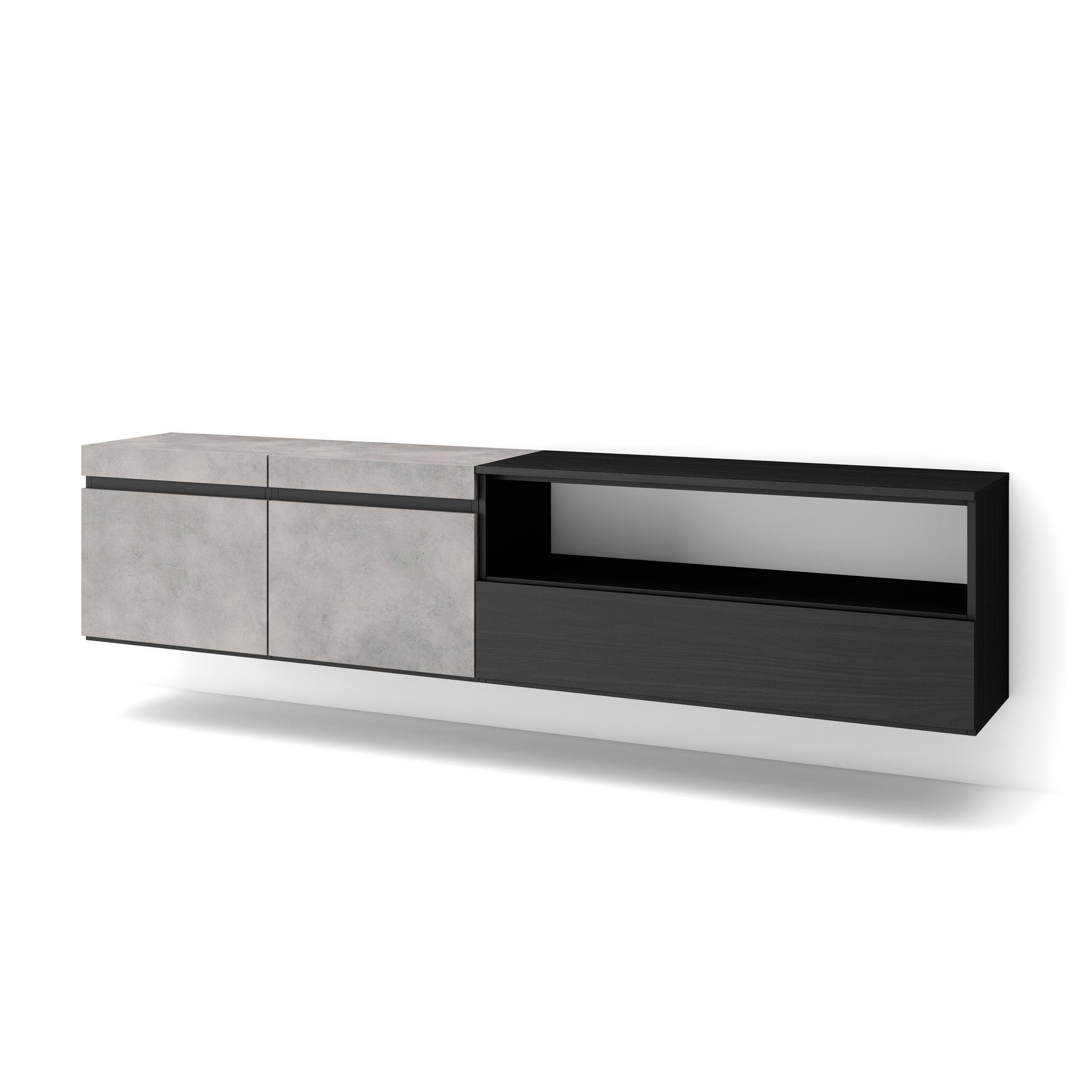 Skraut Home Lowboard Hellgrau 200x45x35 cm