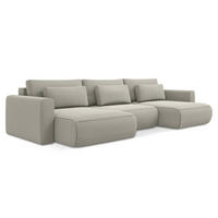 WOHNLANDSCHAFT Samt Stoff Creme - Perlmutt/Creme, Kunststoff/Textil (340/82/149cm) - Makamii