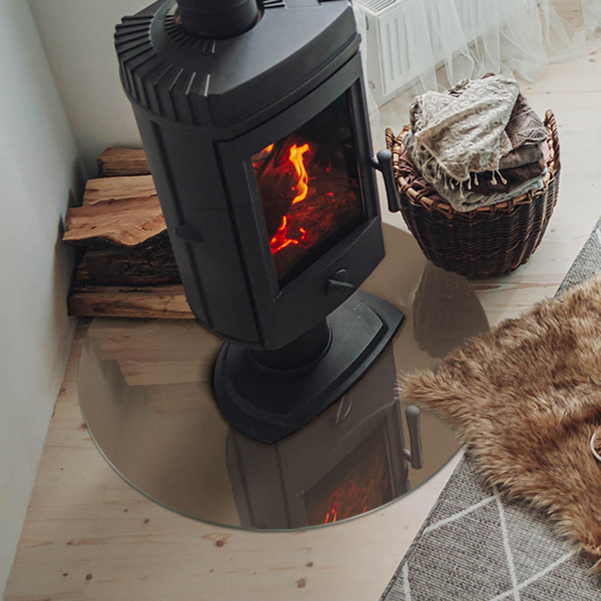 GLASPLATTE für Kamin Ø 70 cm Braun - Braun, Glas (70/70/0.4cm) - ArtPrintCave