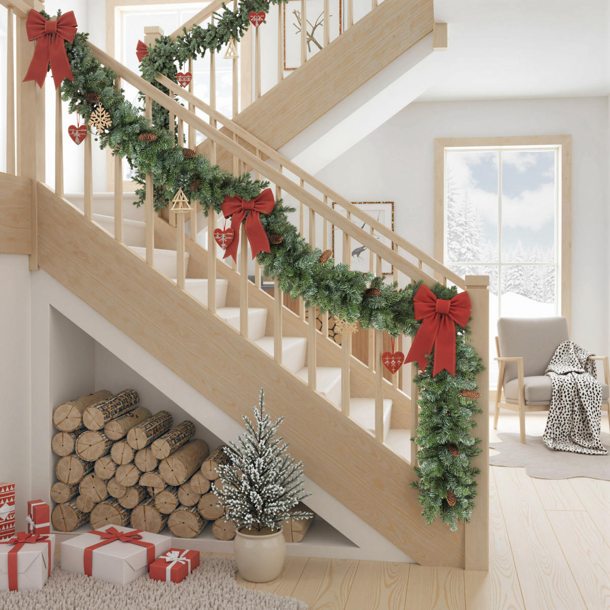 1,8 m künstliche Weihnachtsgirlande Blumendekoration mit Spitzen Tannenzapfen - Grün, Kunststoff (180cm) - HOMCOM
