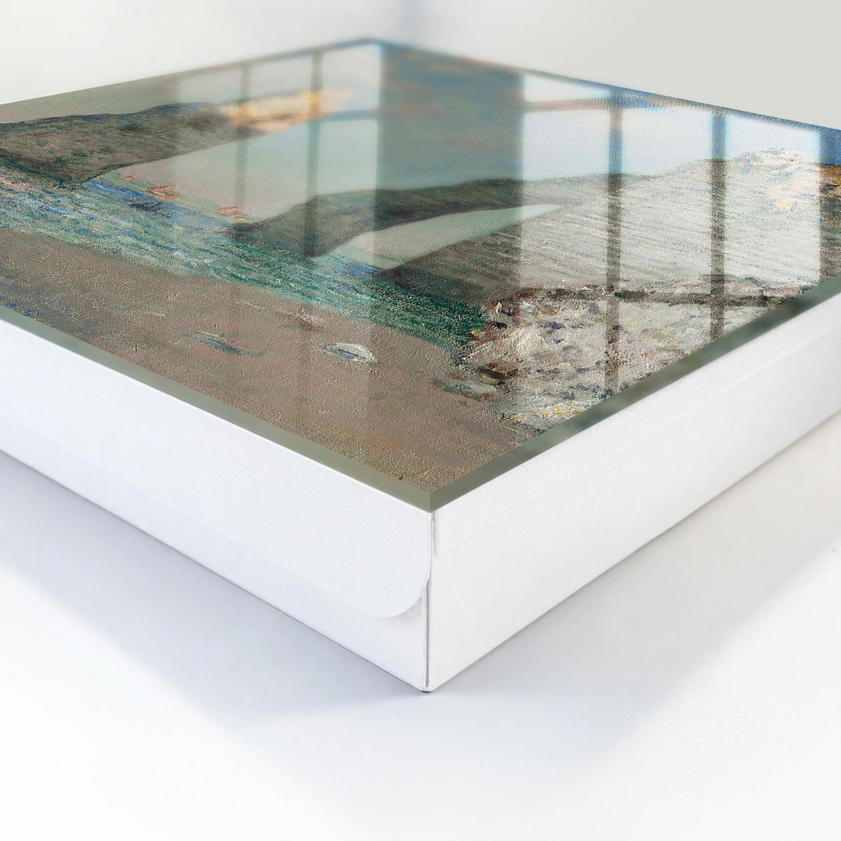 SCHLÜSSELBOX Weiß 30x30 cm – Türöffnung nach rechts - Meeresklippen - Blau, Metall (30/30/5cm) - TULUP