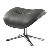 POLSTERHOCKER - Chromfarben/Grau, Leder/Metall (44/39/42cm) - home24