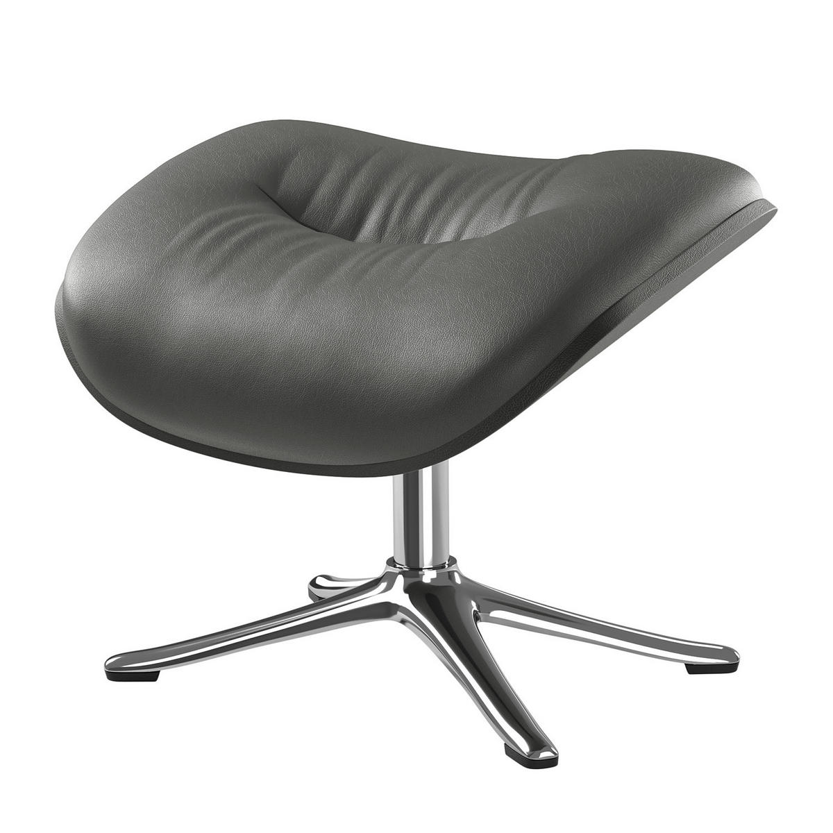 POLSTERHOCKER - Chromfarben/Grau, Leder/Metall (44/39/42cm) - home24