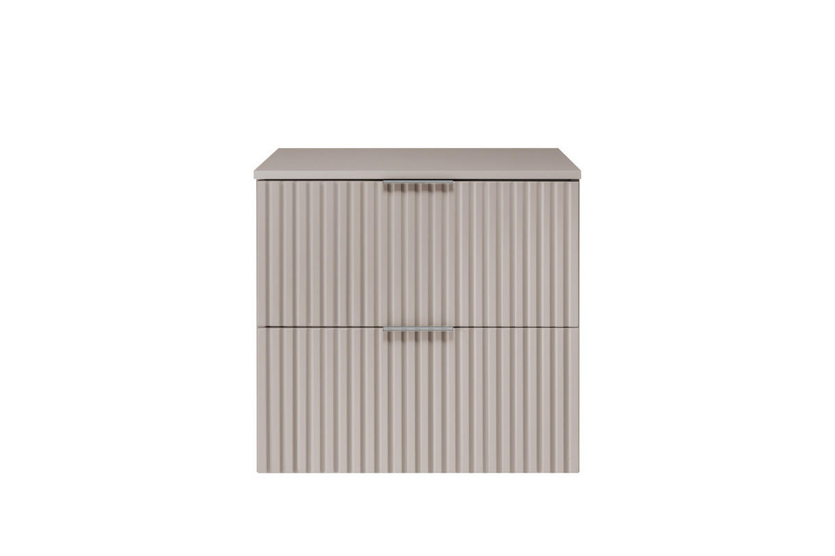 WASCHBECKUNTERSCHRANK, Kaschmir, 60 x 57 x 46 cm, silberner Griff + Arbeitsplatte - Beige/Silberfarben, Holzwerkstoff (60/57/46cm) - 3XE LIVING